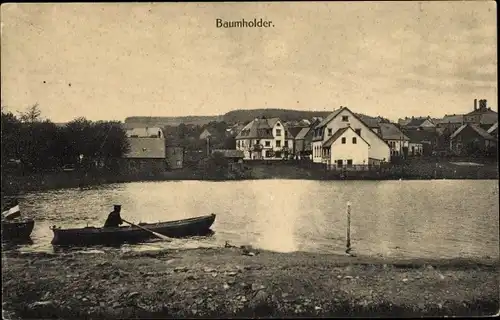 Ak Baumholder im Westrich, Ortsansichten, Flusspartie, Ruderboot