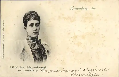 Ak Erbgroßherzogin von Luxemburg, Maria Anna von Braganza, Portrait