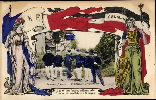 Passepartout Ak Deutsch-französische Grenze