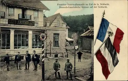 Ak Col de la Schlucht Vosges, Deutsch-französische Grenze