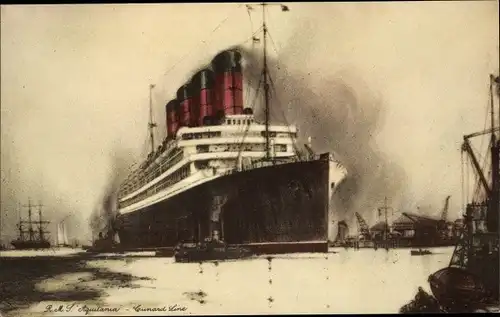 Ak Dampfer RMS Aquitania, Cunard Line