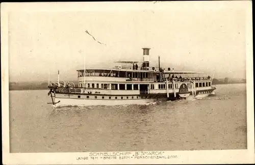 Ak Köln Düsseldorfer Rheindampfschiffahrt, Schnellschiff Bismarck, Dampfer