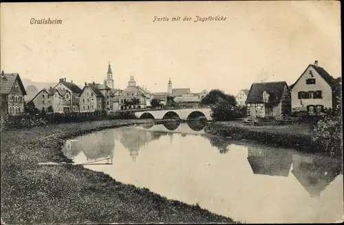 Ak Crailsheim in Württemberg, Teilansicht, Jagstbrücke