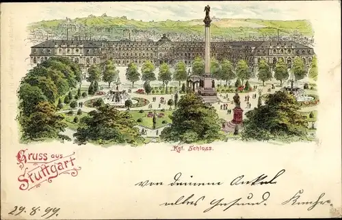 Litho Stuttgart in Baden Württemberg, Königliches Schloss
