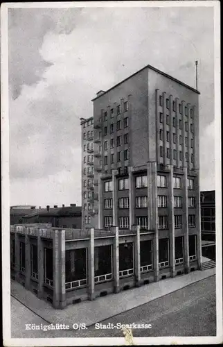 Ak Königshütte Królewska Huta Chorzów Schlesien, Stadt-Sparkasse