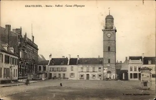 Ak Gravelines Nord, Rathaus, Glockenturm, Sparkasse