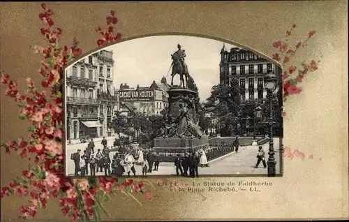 Präge Ak Lille Nord, Die Statue von Faidherbe, Place Richebe