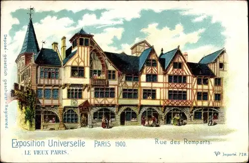 Litho Paris, Weltausstellung 1900, Rue des Remparts