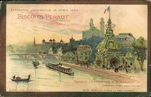 Litho Paris, Weltausstellung 1900, Quai Debilly, Biscuits Pernot