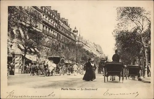 Ak Paris I., Paris Vecu, Le Boulevard, Kutschen