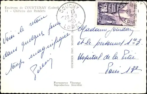 Ak Courtenay Loiret, Chateau des Ratelets