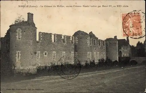 Ak Nibelle Loiret, Le Chateau du Hallier, ancien Chateau Feodal habite par Henri IV