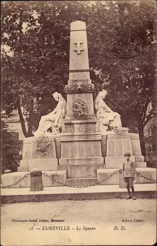 Ak Luneville Meurthe et Moselle, Le Square, Denkmal