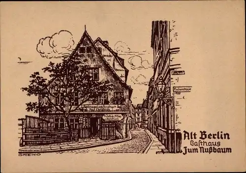 Künstler Ak Greko, Berlin, Gasthaus Zum Nussbaum