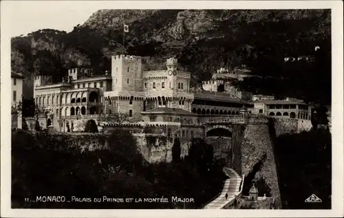 Ak Monaco, Fürstenpalast und Montée Major