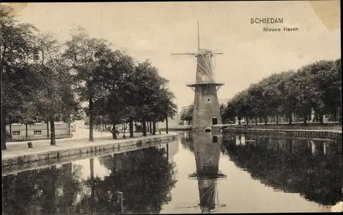 Ak Schiedam Südholland Niederlande, Nieuwe Haven, Mill