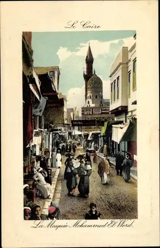 Ak Cairo Kairo Ägypten, Moschee, Straßenpartie