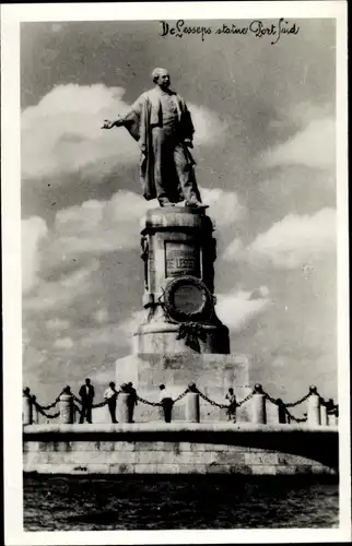 Ak Port Said Ägypten, Lesseps Denkmal