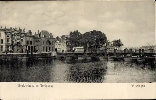 Ak Vlissingen Zeeland Niederlande, Beeldenhuis en Schipbrug