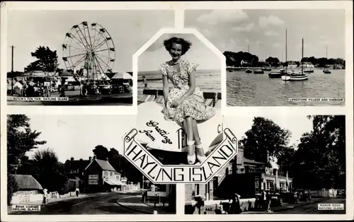 Ak Hayling Hayling Island Hampshire England, Riesenrad, Hafen, Bank, Bank