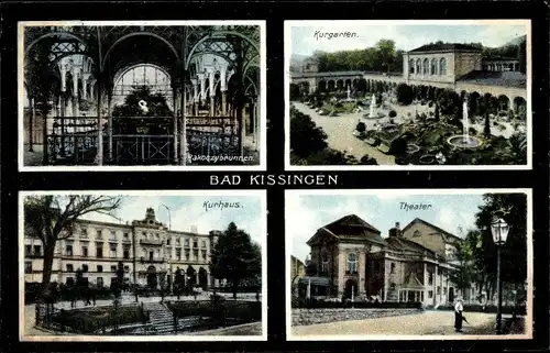 Ak Bad Kissingen Unterfranken Bayern, Theater, Kurhaus, Kurgarten