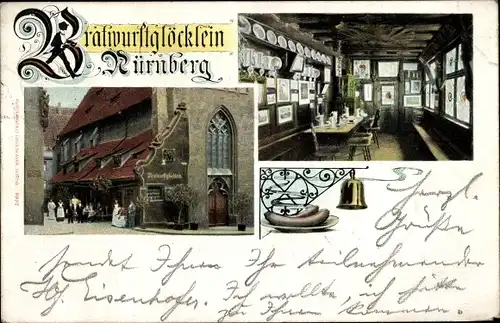 Ak Nürnberg in Mittelfranken, Bratwurstglöcklein, Inneres