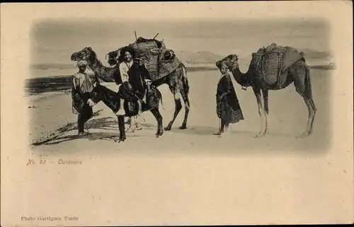 Ak Szene in der Wüste, Maghreb, Kamele