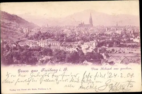 Ak Freiburg im Breisgau, Ortsansicht, Blick vom Hebsack