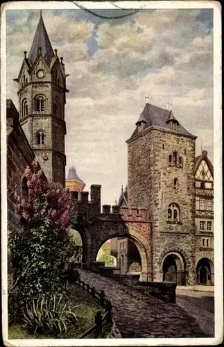 Künstler Ak Lindegreen, K., Lutherstadt Eisenach in Thüringen, Nicolai Tor, Kirchturm