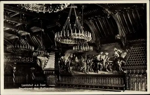 Ak Landshut in Niederbayern, Rathaus, Prunksaal