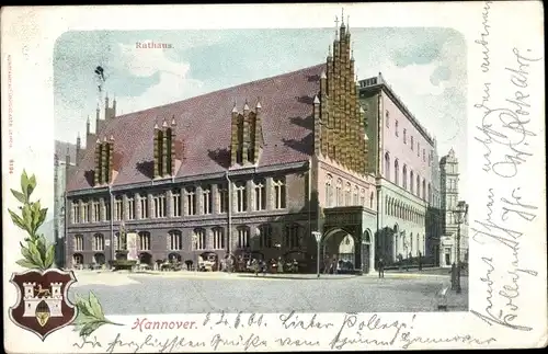 Wappen Ak Hannover in Niedersachsen, Rathaus