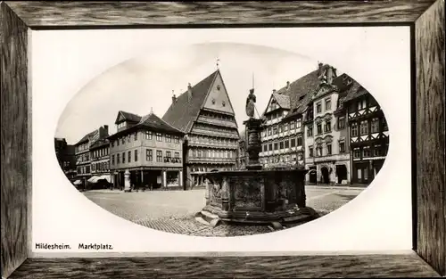 Passepartout Ak Hildesheim in Niedersachsen, Marktplatz, Brunnen