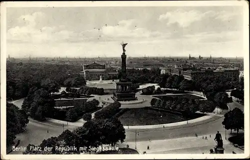 Ak Berlin Tiergarten, Siegessäule, Platz der Republik