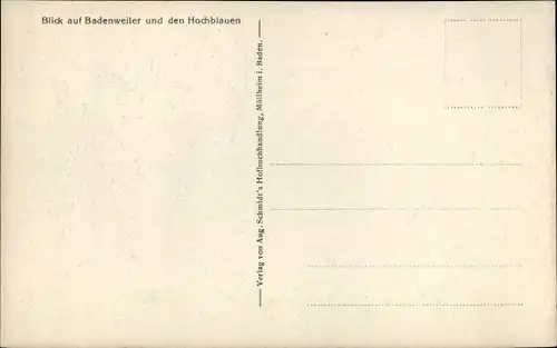 Ak Blauen Badenweiler im Schwarzwald, Panorama, Hochblauen