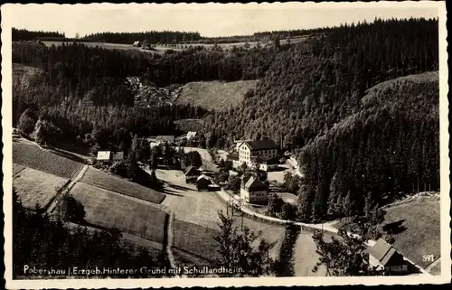 Ak Pobershau Marienberg im Erzgebirge, Hinterer Grund mit Schullandheim