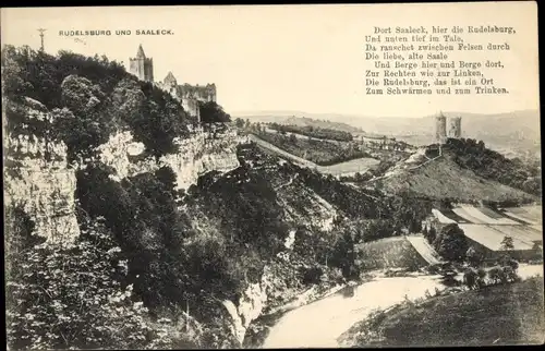 Ak Bad Kösen Naumburg an der Saale, Rudelsburg, Saaleck, Gedicht