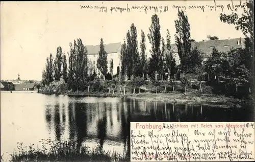 Ak Frohburg in Sachsen, Schloss mit Teich