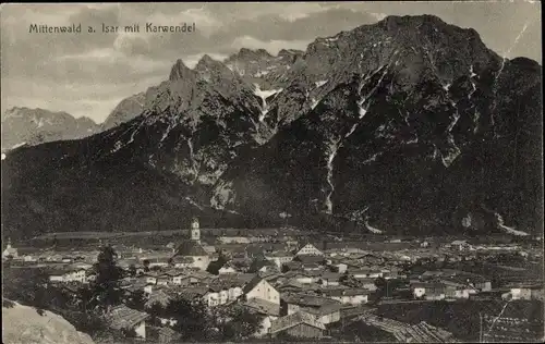 Ak Mittenwald in Oberbayern, Panorama, Karwendel