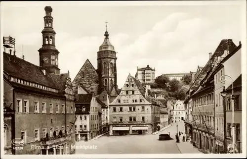 Ak Pirna an der Elbe, Marktplatz