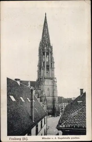 Ak Freiburg im Breisgau, Münster, Blick von der Engelstraße