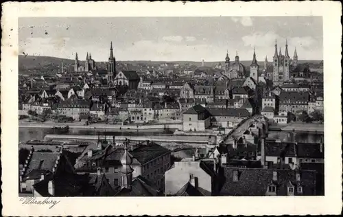 Ak Würzburg am Main Unterfranken, Panoramablick auf die Stadt