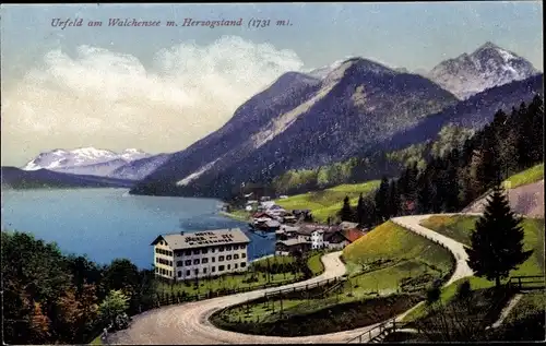 Ak Urfeld am Walchensee Kochel am See, Hotel, Herzogstand, Panorama
