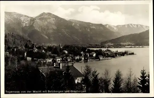 Ak Tegernsee in Oberbayern, Blick von der Wacht, Setzberge, Blauberge