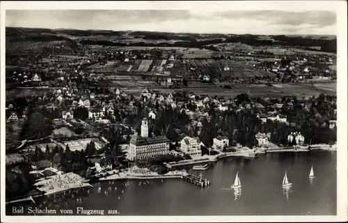 Ak Bad Schachen Lindau im Bodensee Schwaben, Fliegeraufnahme vom Ort