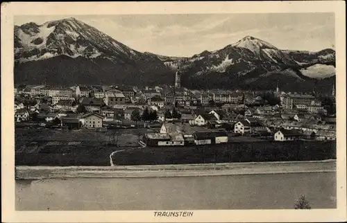 Ak Traunstein in Oberbayern, Kirche, Alpen, Panorama