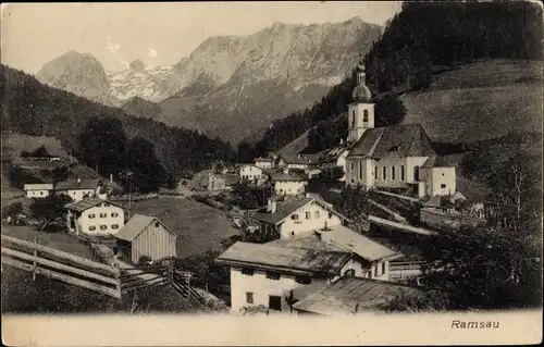 Ak Ramsau im Berchtesgadener Land Oberbayern, Kirche, Alpen