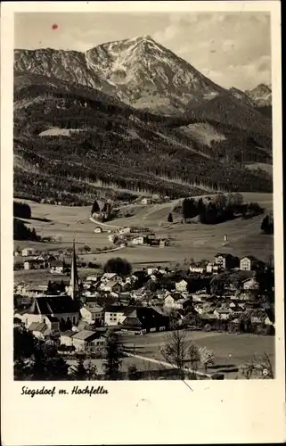 Ak Siegsdorf in Oberbayern, Panorama, Kirche, Hochfelln