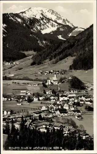 Ak Ruhpolding in Oberbayern, Hochfelln, Kirche, Panorama