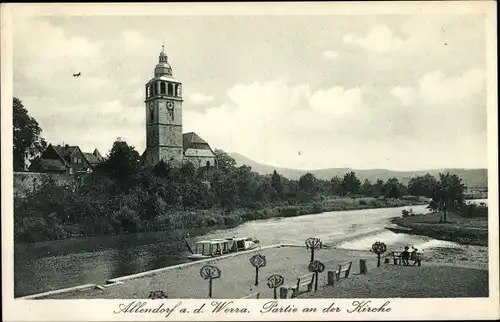 Ak Bad Sooden Allendorf an der Werra Hessen, Kirche, Boot