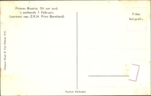 Ak Prinzessin Beatrix der Niederlande, Portrait als Neugeborene